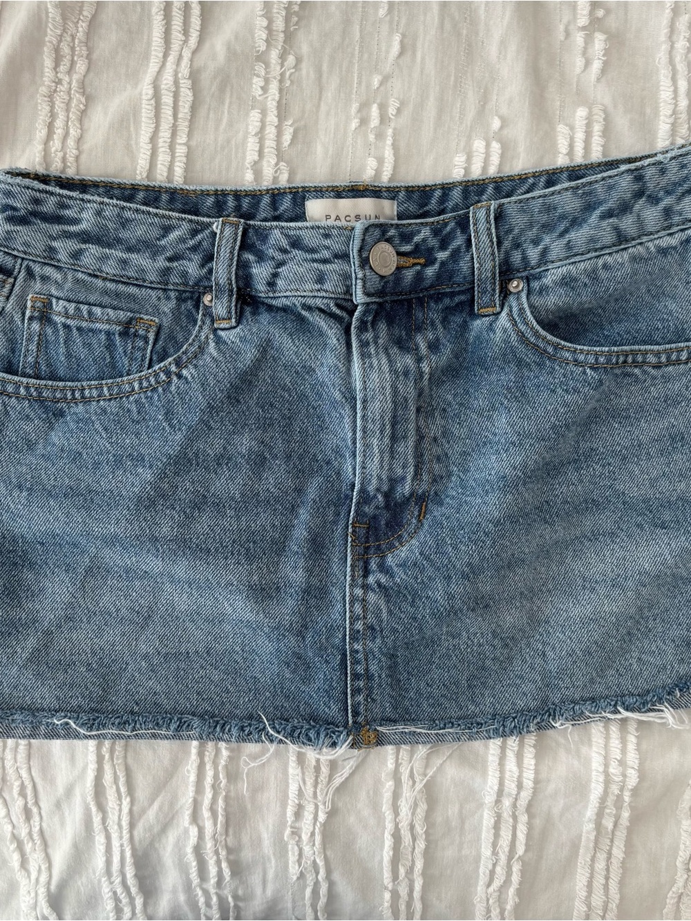 Y2K Denim Mini Skirt Raw Hem Size 26